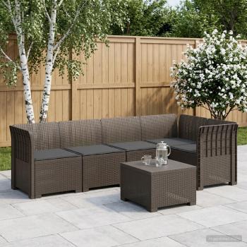 ARDEBO.de - 5-Sitzer Gartensofa mit Kissen Rattan-Look PP Hellgrau