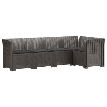 5-Sitzer Gartensofa mit Kissen Rattan-Look PP Hellgrau