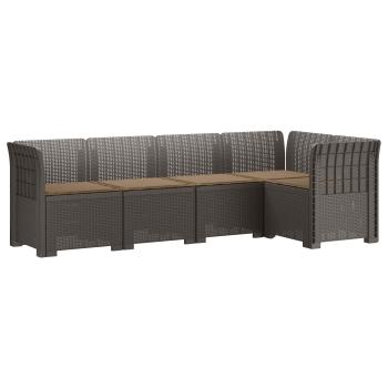 5-Sitzer Gartensofa mit Kissen Rattan-Look 5-Sitzer PP Hellgrau