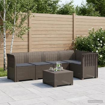 ARDEBO.de - 5-Sitzer Gartensofa mit Kissen Rattan-Look PP Hellgrau