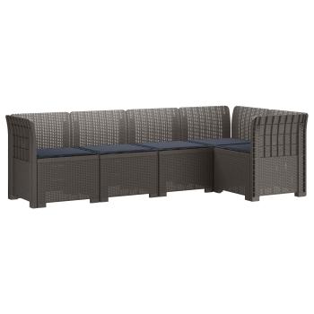 5-Sitzer Gartensofa mit Kissen Rattan-Look PP Hellgrau