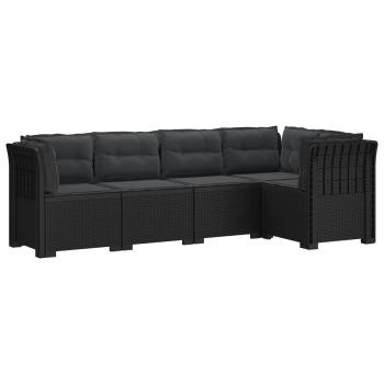 ARDEBO.de - 5-Sitzer Gartensofa mit Kissen Rattan-Look PP Anthrazit