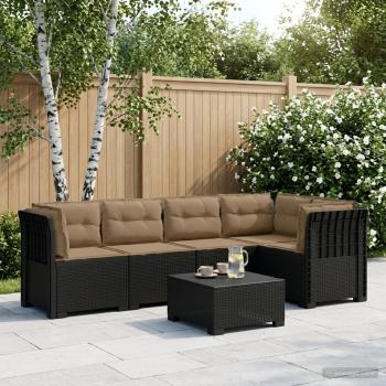 ARDEBO.de - 5-Sitzer Gartensofa mit Kissen Rattan-Look PP Anthrazit