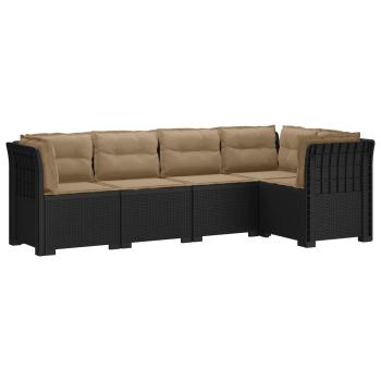 5-Sitzer Gartensofa mit Kissen Rattan-Look PP Anthrazit
