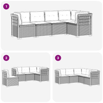 5-Sitzer Gartensofa mit Kissen Rattan-Look PP Anthrazit