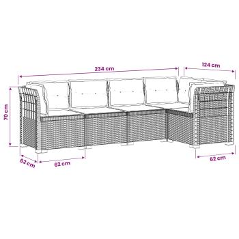 5-Sitzer Gartensofa mit Kissen Rattan-Look PP Anthrazit