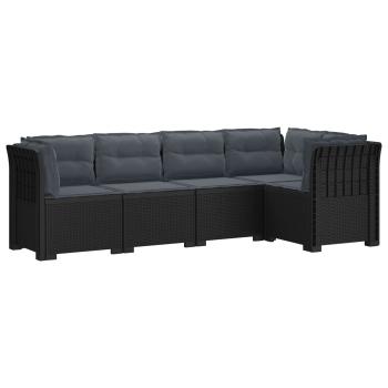 5-Sitzer Gartensofa mit Kissen Rattan-Look PP Anthrazit