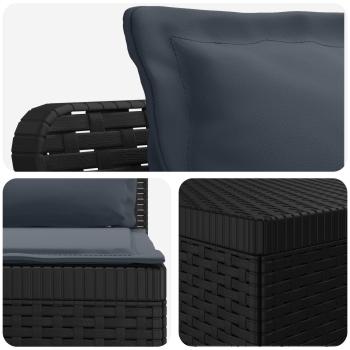 5-Sitzer Gartensofa mit Kissen Rattan-Look PP Anthrazit
