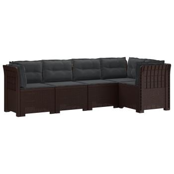 5-Sitzer Gartensofa mit Kissen Rattan-Look PP Braun