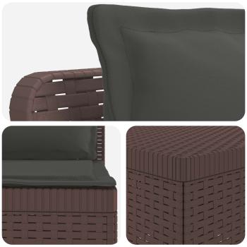 5-Sitzer Gartensofa mit Kissen Rattan-Look PP Braun