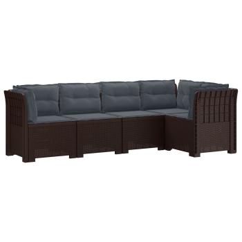 5-Sitzer Gartensofa mit Kissen Rattan-Look PP Braun