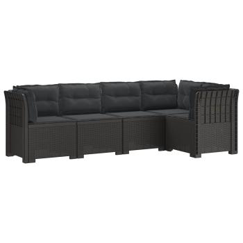 5-Sitzer Gartensofa mit Kissen Rattan-Look PP Hellgrau
