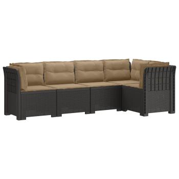 5-Sitzer Gartensofa mit Kissen Rattan-Look 5-Sitzer PP Hellgrau