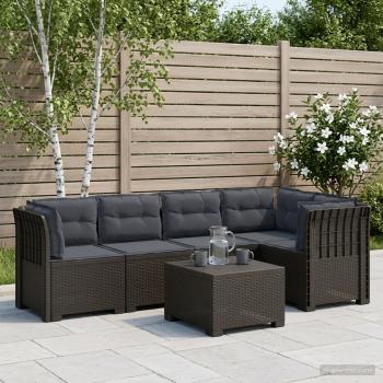 ARDEBO.de - 5-Sitzer Gartensofa mit Kissen Rattan-Look PP Hellgrau