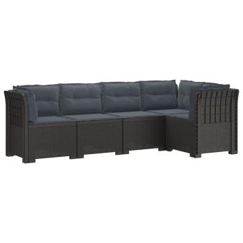 5-Sitzer Gartensofa mit Kissen Rattan-Look PP Hellgrau