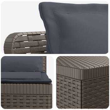 5-Sitzer Gartensofa mit Kissen Rattan-Look PP Hellgrau