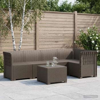 ARDEBO.de - 5-Sitzer Gartensofa Rattan-Look PP Hellgrau