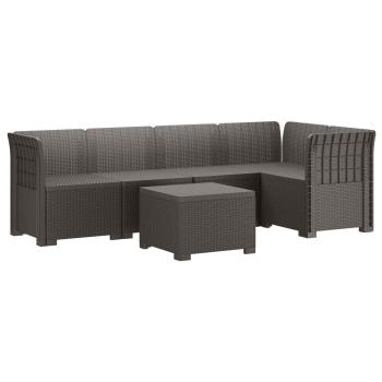 5-Sitzer Gartensofa Rattan-Look PP Hellgrau