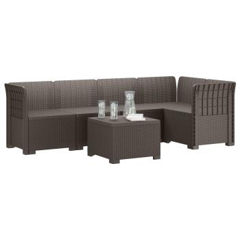 5-Sitzer Gartensofa Rattan-Look PP Hellgrau