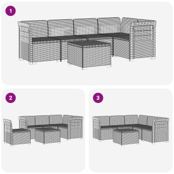 5-Sitzer Gartensofa Rattan-Look PP Hellgrau