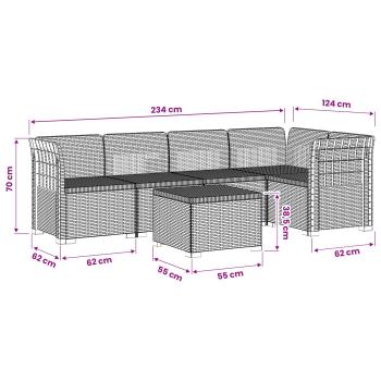 5-Sitzer Gartensofa Rattan-Look PP Hellgrau