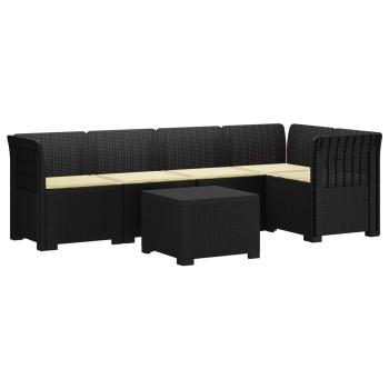 5-Sitzer Gartensofa mit Kissen Rattan-Look PP Anthrazit