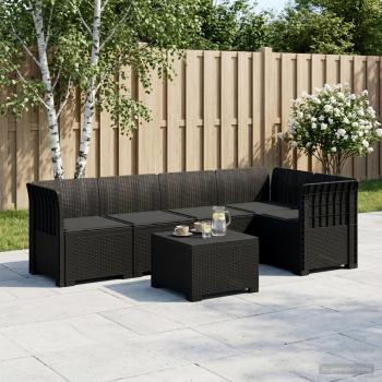ARDEBO.de - 5-Sitzer Gartensofa mit Kissen Rattan-Look PP Anthrazit