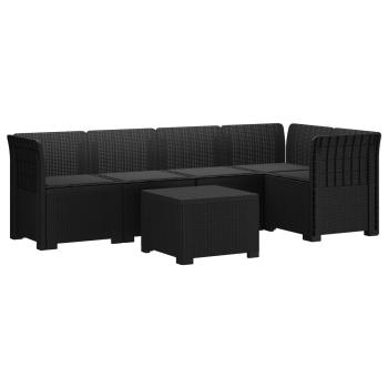 5-Sitzer Gartensofa mit Kissen Rattan-Look PP Anthrazit