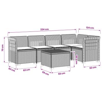 5-Sitzer Gartensofa mit Kissen Rattan-Look PP Anthrazit