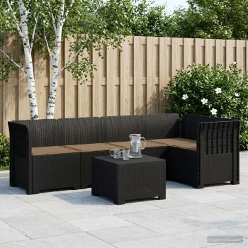 ARDEBO.de - 5-Sitzer Gartensofa mit Kissen Rattan-Look PP Anthrazit