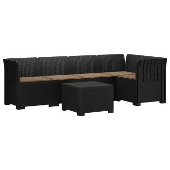 5-Sitzer Gartensofa mit Kissen Rattan-Look PP Anthrazit