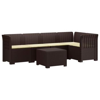 5-Sitzer Gartensofa mit Kissen Rattan-Look PP Braun