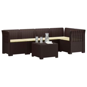 5-Sitzer Gartensofa mit Kissen Rattan-Look PP Braun