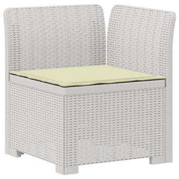 5-Sitzer Gartensofa mit Kissen Rattan-Look PP Weiß