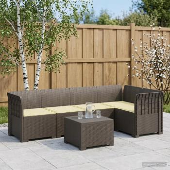 ARDEBO.de - 5-Sitzer Gartensofa mit Kissen Rattan-Look PP Hellgrau
