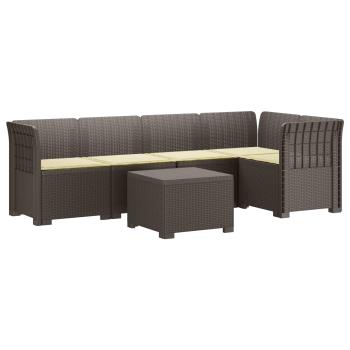 5-Sitzer Gartensofa mit Kissen Rattan-Look PP Hellgrau