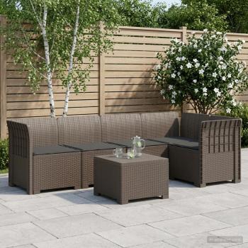 ARDEBO.de - 5-Sitzer Gartensofa mit Kissen Rattan-Look PP Hellgrau