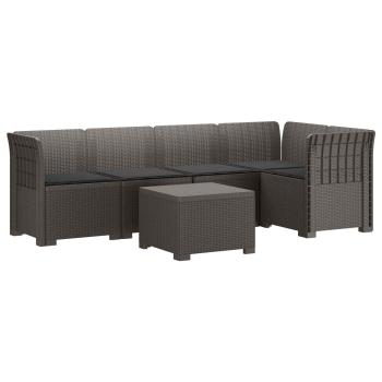 5-Sitzer Gartensofa mit Kissen Rattan-Look PP Hellgrau