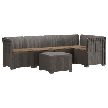 5-Sitzer Gartensofa mit Kissen Rattan-Look PP Hellgrau