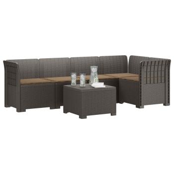 5-Sitzer Gartensofa mit Kissen Rattan-Look PP Hellgrau