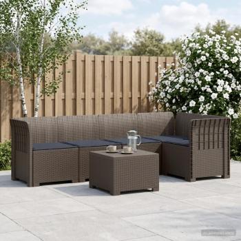 ARDEBO.de - 5-Sitzer Gartensofa mit Kissen Rattan-Look PP Hellgrau
