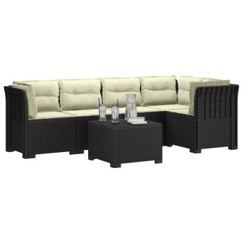 5-Sitzer Gartensofa mit Kissen Rattan-Look PP Anthrazit