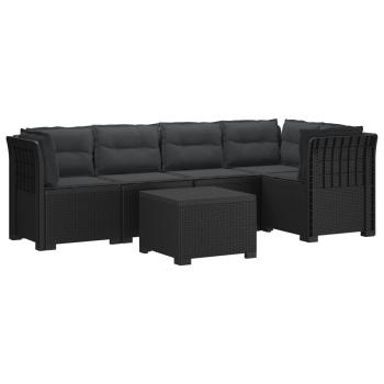 5-Sitzer Gartensofa mit Kissen Rattan-Look PP Anthrazit