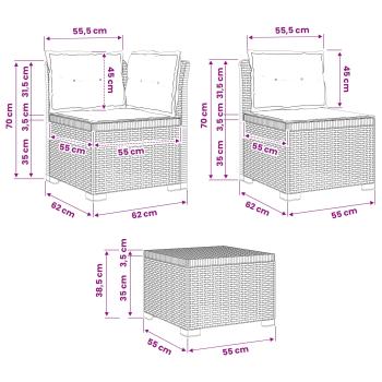 5-Sitzer Gartensofa mit Kissen Rattan-Look PP Anthrazit