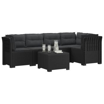 5-Sitzer Gartensofa mit Kissen Rattan-Look PP Anthrazit