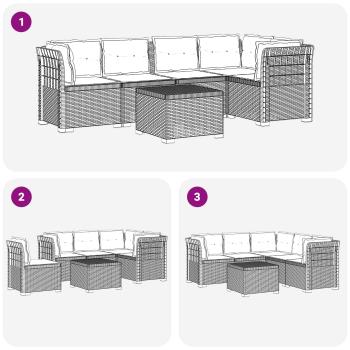 5-Sitzer Gartensofa mit Kissen Rattan-Look PP Anthrazit
