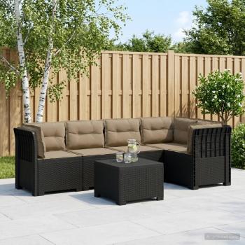 ARDEBO.de - 5-Sitzer Gartensofa mit Kissen Rattan-Look PP Anthrazit