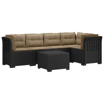 5-Sitzer Gartensofa mit Kissen Rattan-Look PP Anthrazit