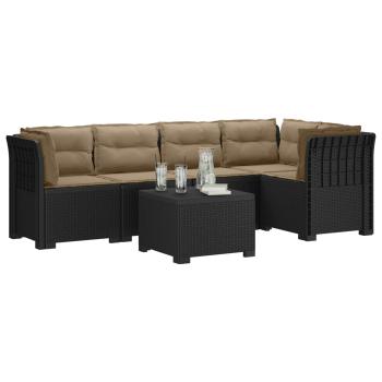 5-Sitzer Gartensofa mit Kissen Rattan-Look PP Anthrazit