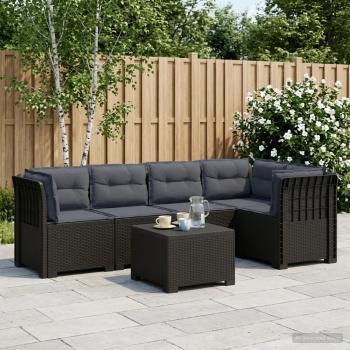 ARDEBO.de - 5-Sitzer Gartensofa mit Kissen Rattan-Look PP Anthrazit
